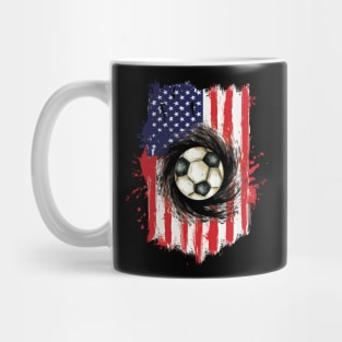 Soccer Ball on American Flag Mug